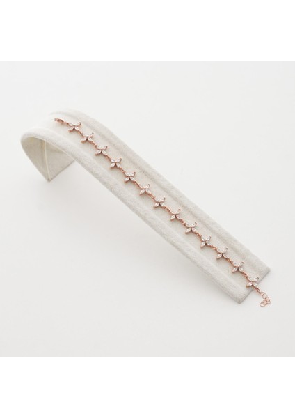 Rose Beyaz Çiçek Gümüş Bileklik