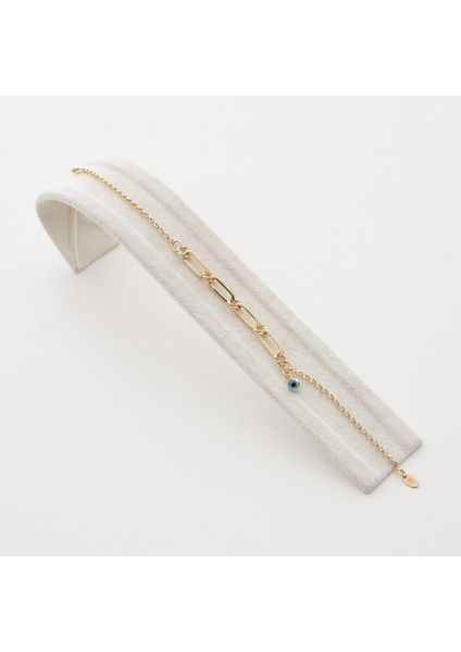 Mekik Nazarlı Gümüş Bileklik