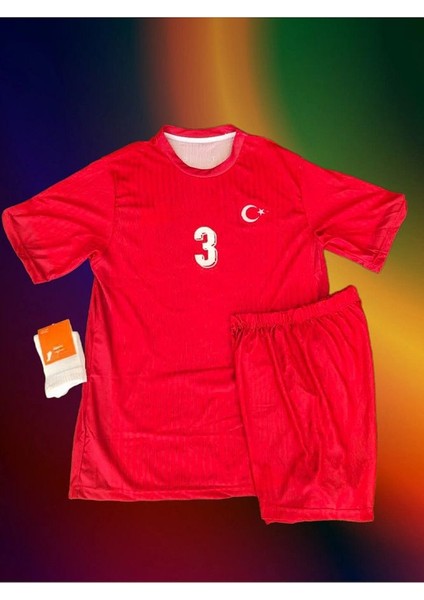 Milli Takım Merih Demiral Çocuk Forması Kırmızı 3lü Set