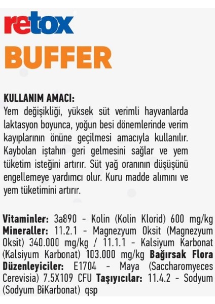 Retox Buffer Toz Premiks Tamponlayıcı Premiks 25KG Kraft