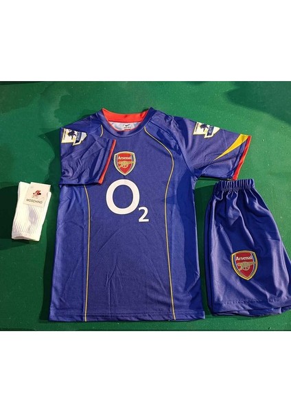 Arsenal Thierry Henry Lacivert Retro Çocuk Forma 3 Lü Set. Forma+Şort+Çorap
