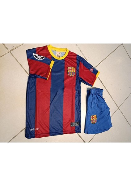 Barcelona Messi 10 Kırmızı Mavi Çocuk Forma 2 Li Set. Forma+Şort