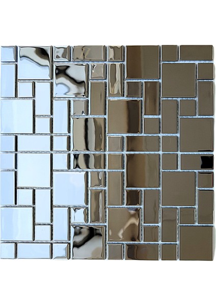 Mutfak Tezgah Arası ve Iç Dekorasyon Için Gümüş Krom (Inox) Mix. 30X30CM Fileli Kristal Cam Mozaik ( 11 File Karo = 1 M2 Fiyatıdır )