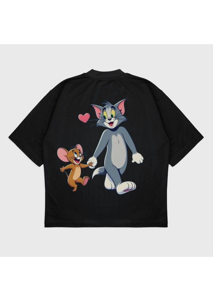 Oversize 'tom & Jerry' Baskılı T-Shırt