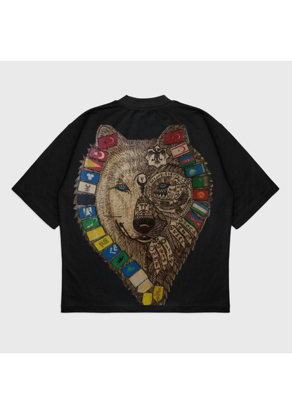 Oversize 'güç' Baskılı T-Shırt