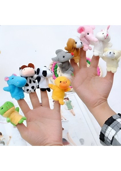 10 Adet Mini Peluş Hayvan El Kuklası Seti