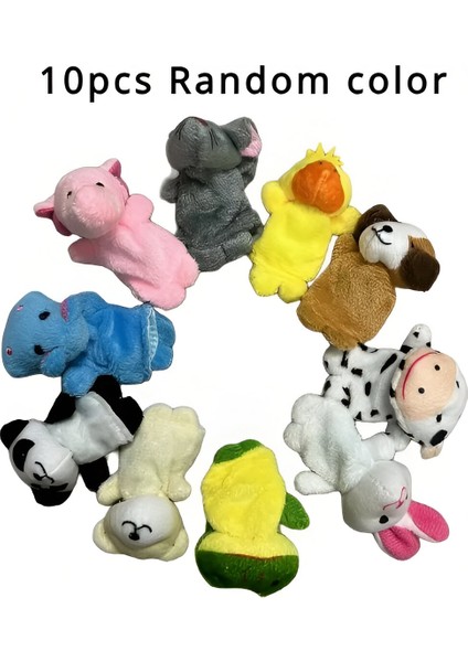 10 Adet Mini Peluş Hayvan El Kuklası Seti