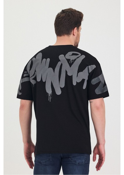 Bisiklet Yaka Oversize Ön ve Arka Baskılı Salaş Unisex T-Shirt