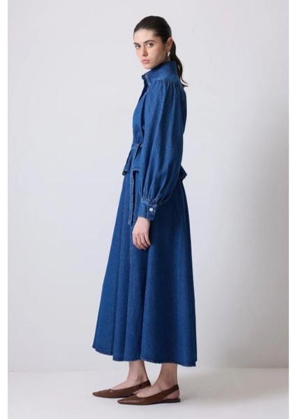 Denim Ceket Etek Takım Koyu Denim