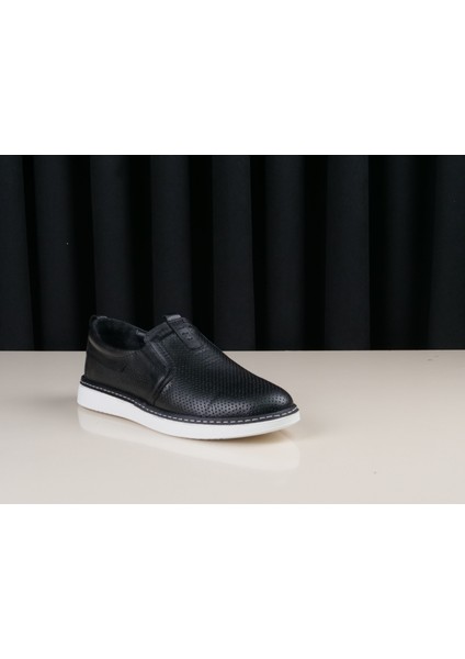 Erkek Hakiki Deri Siyah Nubuk Ayakkabı