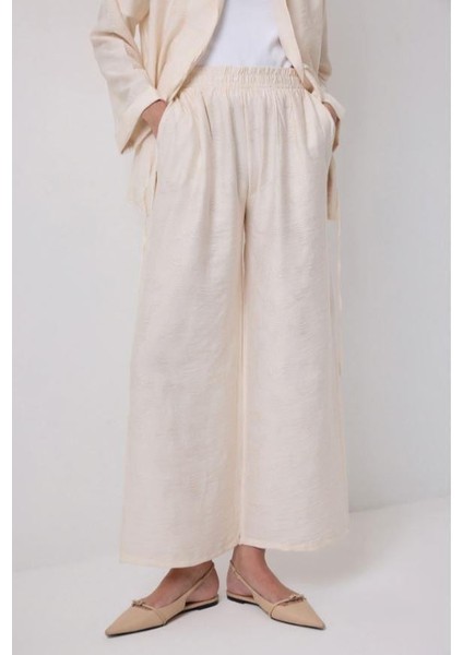 Jakarlı Kimono Pantolon Takım Beyaz
