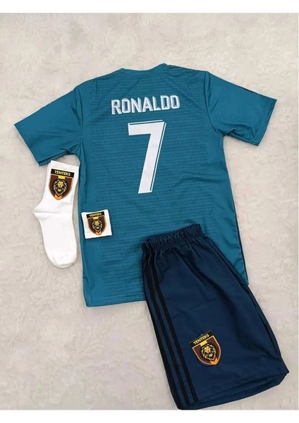 C.ronaldo Reall.madridd. 2018 Turkuaz Ş.ligi Forması Çorap+Bileklik Hediyeli