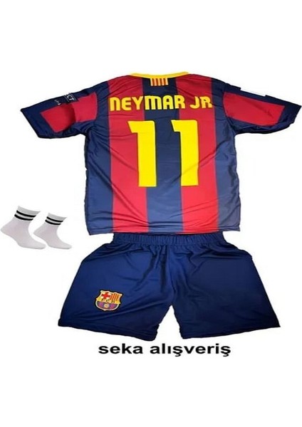 Barcelona. Neymar Jr 2011 Sezon Bordo Çocuk Futbol Forması 4 Parça modelleri