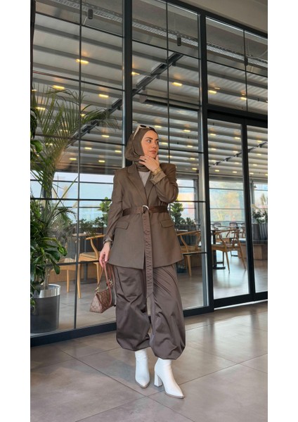 Kemer Detaylı Blazer Ceket Kahve modelleri