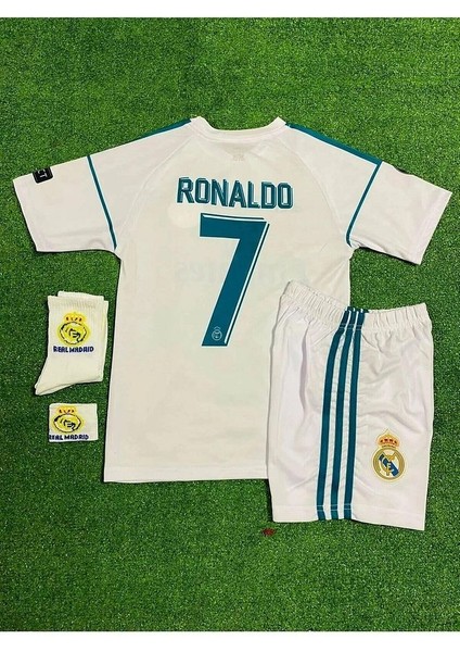 Ronaldo Beyaz 2018 Real.madrid. Çocuk Forma Takımı 4 Parça