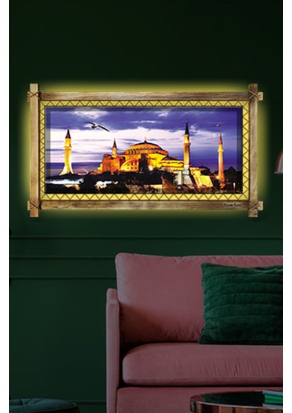 Rustik,ledli Kanvas Tablo Camii K