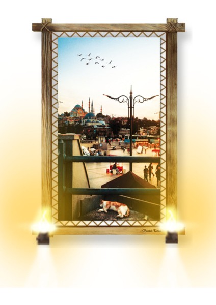 Rustik,ledli Kanvas Tablo Istanbul B