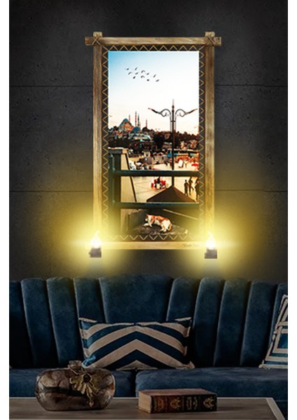 Rustik,ledli Kanvas Tablo Istanbul B