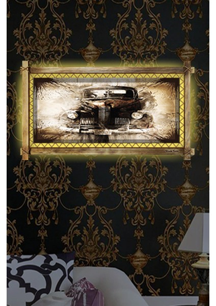 Rustik,ledli Kanvas Tablo Antika Araba O