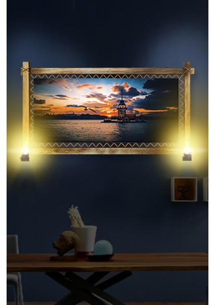 Rustik,ledli Kanvas Tablo Kız Kulesi O fiyatları