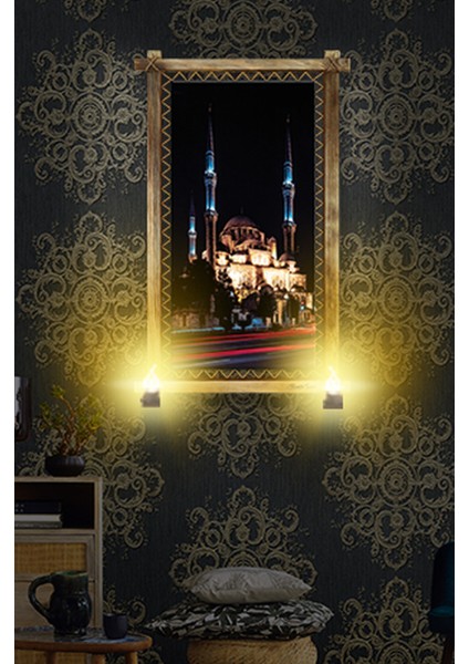 Rustik,ledli Kanvas Tablo Camii B