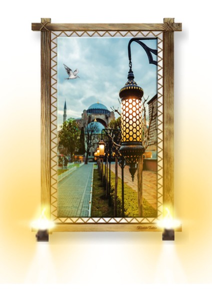 Rustik,ledli Kanvas Tablo Istanbul B