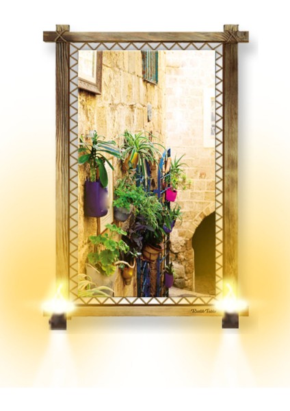 Rustik,ledli Kanvas Tablo Saksı B