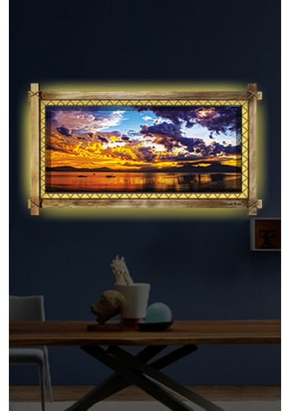 Rustik,ledli Kanvas Tablo Gün Batımı O