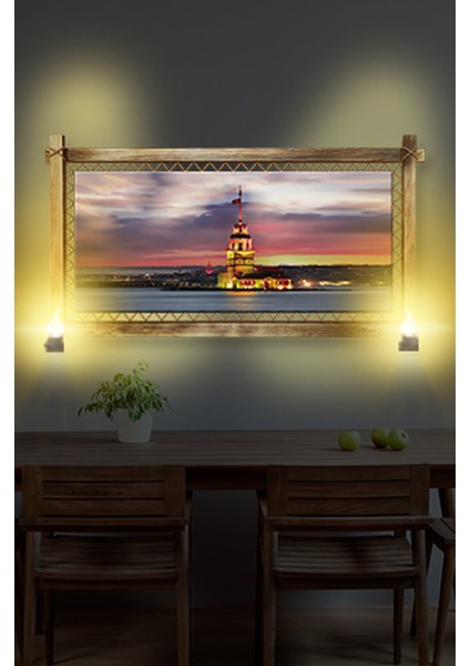 Rustik,ledli Kanvas Tablo Kız Kulesi B fiyatları