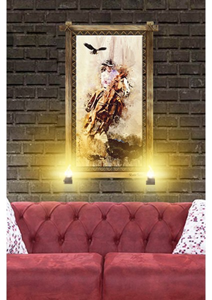 Rustik,ledli Kanvas Tablo Rustik Ampullu Işıklı indirimleri