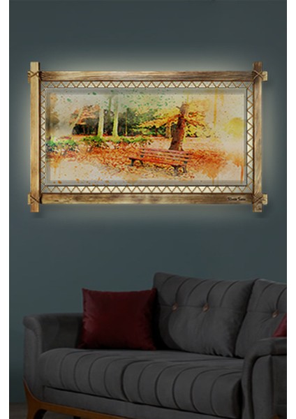 Rustik,ledli Kanvas Tablo Bank B