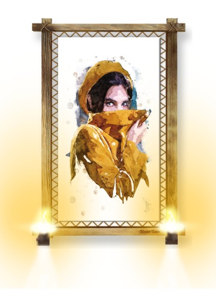 Rustik,ledli Kanvas Tablo Portre K