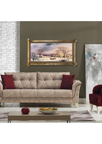 Rustik,ledli Kanvas Tablo Kış Tablo Modern