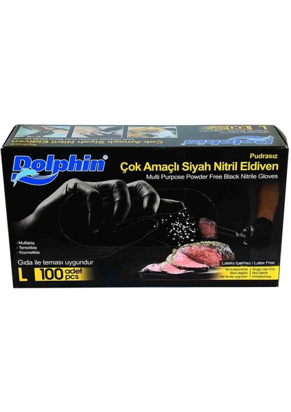 OEM Pudrasız Siyah Nitril Eldiven Büyük Boy (L) 100 Lü Paket