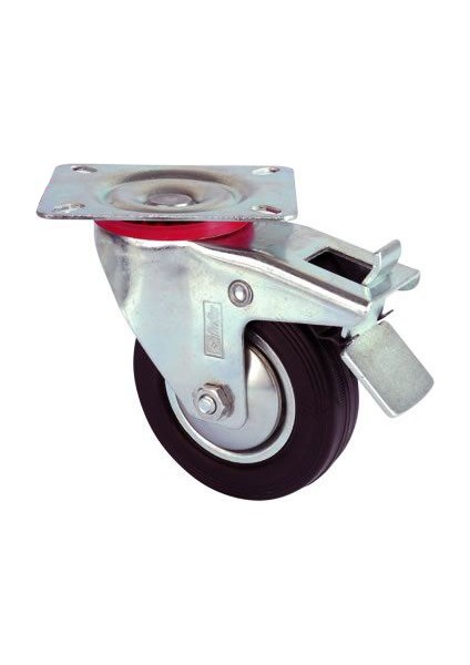 Servis Tekeri - Tablalı Frenli Siyah Döner - Çap 80 mm