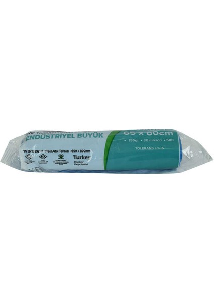 Çöp Torbası Büyük Boy 65X80CM 150GR 30MIKRON 50LT Mavi Rulo 10 Adet