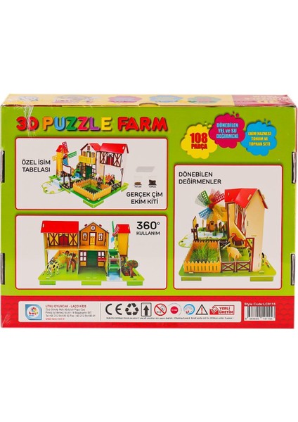 LC0115 3D Boyutlu Çiftlik Puzzle -Laçokids