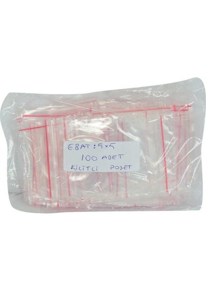Kilitli Naylon Torba Poşet 5x5 cm Şeffaf 100 Adet 1 Paket
