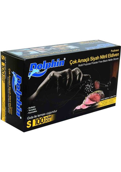 OEM Pudrasız Siyah Nitril Eldiven Küçük Boy (S) 100 Lü Paket