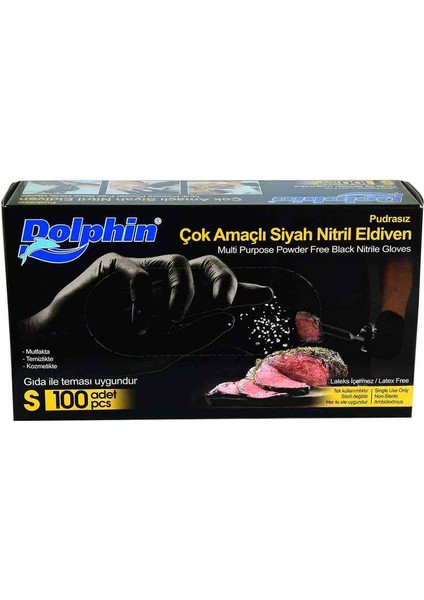 OEM Pudrasız Siyah Nitril Eldiven Küçük Boy (S) 100 Lü Paket