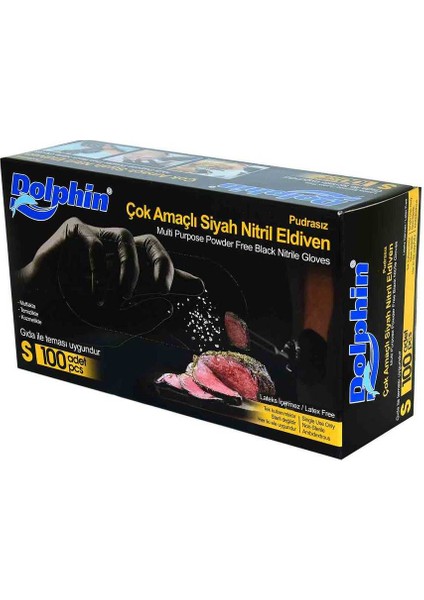 OEM Pudrasız Siyah Nitril Eldiven Küçük Boy (S) 100 Lü Paket
