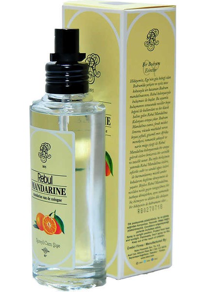 Mandalina Kolonyası 80 Derece Cam Şişe Sprey 100 ml