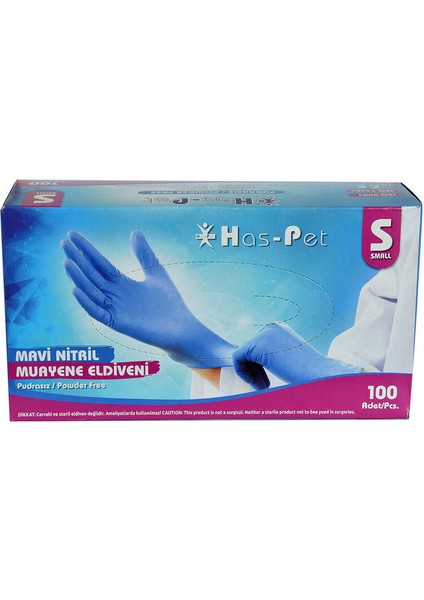 OEM Pudrasız Mavi Nitril Eldiven Küçük Boy (S) 100 Lü Paket