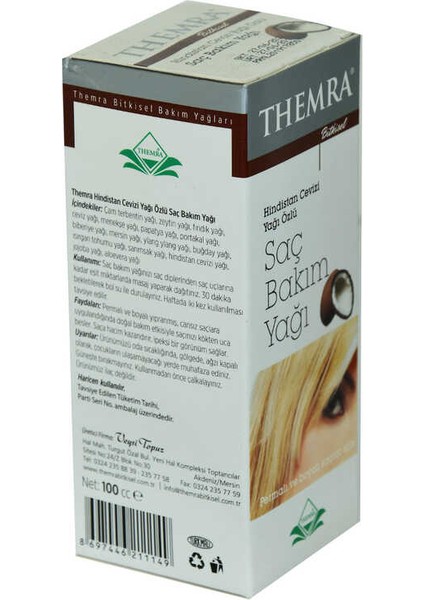 Bitkisel Hindistan Cevizi Yağı Özlü Permalı ve Boyalı Saç Bakım Yağı 100 cc fırsatları