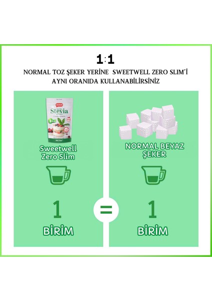Zero Slim Stevia & Eritritol Tatlandırıcı 1 kg x 3 Adet – Şekersiz, 0 Kalori, Keto ve Vegan Uyumlu