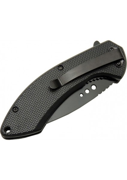 4215 Kırmızı Kamp Çakı 20CM- Yarı Otomatik, Kemerlikli, Oluklu