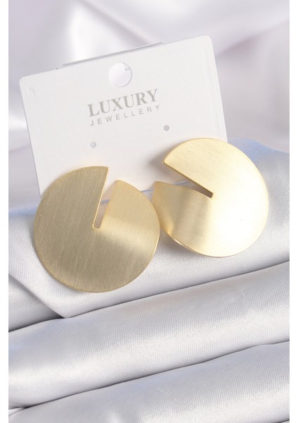 Pirinç Gold Renk Daire Plaka Model Kadın Küpe - TJ-BKP9525