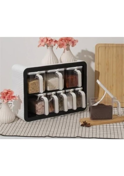 9'lu Standlı Kaşıklı Baharatlık Seti