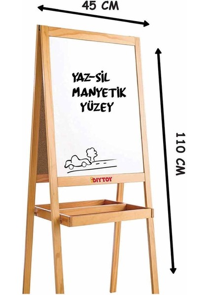 2195 Ayaklı Çift Taraflı Manyetik Ahşap Yazı Tahtası
