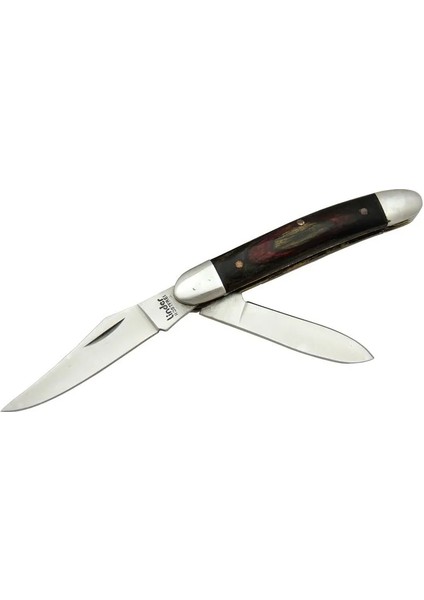 K-21 Linder Çiftli / Çift Ağızlı Çakı 14,5 cm - Ahşap Saplı, Manuel